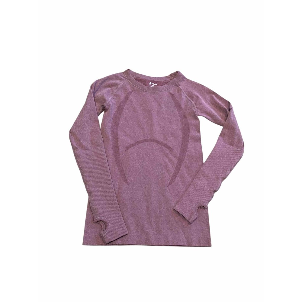 P'tula Bare Long Sleeve Seamless Knit Crop Top Mauve XS Activewear Thumbholes